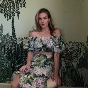 Dolce & Gabbana Hydrangea Off-the-Shoulder Cotton Poplin Co-ord matching set